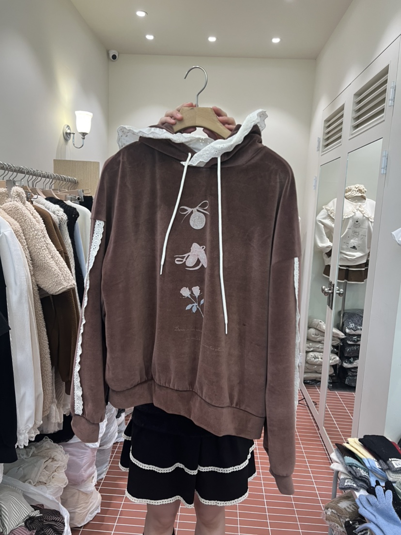 BE&amp;BE東大門㊣代購女裝新款職業休閑人氣衛衣絲絨連帽BE&be衛衣圖色1