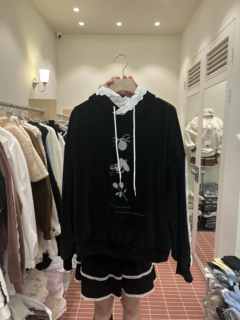 BE&amp;BE東大門㊣代購女裝新款職業休閑人氣衛衣絲絨連帽BE&be衛衣圖色2