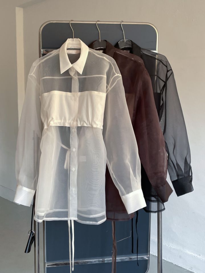 CRONG韓國代購㊣女士新款熱賣職業時尚人氣襯衫蕾絲衫歐根紗CRONG襯衫/蕾絲衫