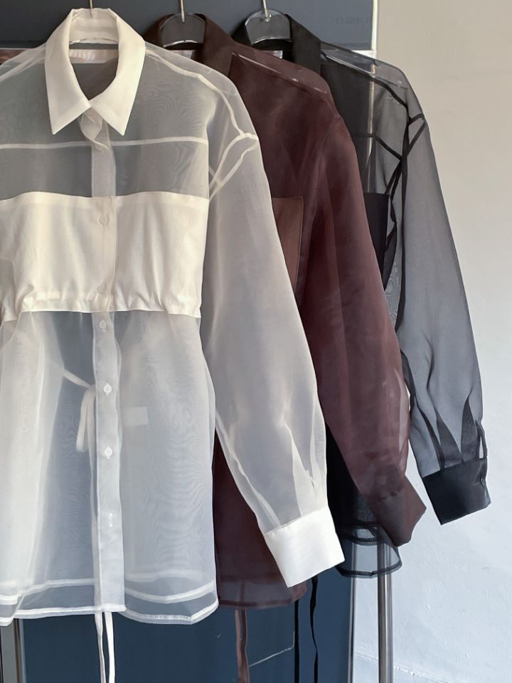 CRONG韓國代購㊣女士新款熱賣職業時尚人氣襯衫蕾絲衫歐根紗CRONG襯衫/蕾絲衫