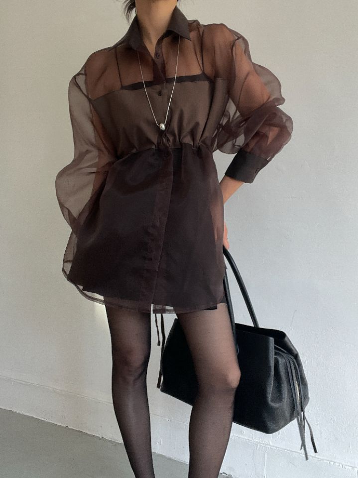 CRONG韓國代購㊣女士新款熱賣職業時尚人氣襯衫蕾絲衫歐根紗CRONG襯衫/蕾絲衫