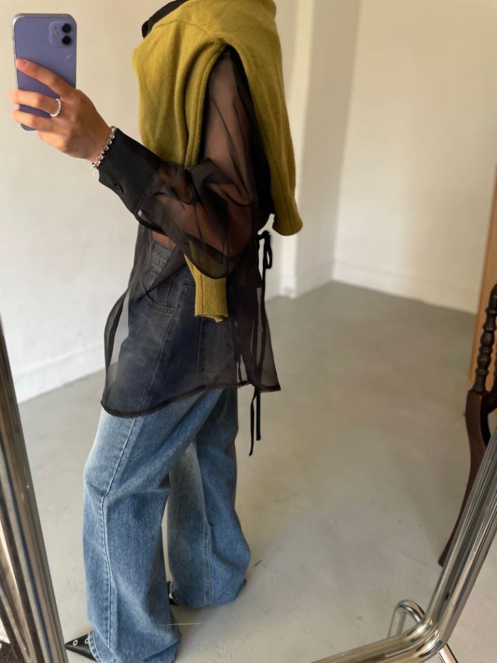 CRONG韓國代購㊣女士新款熱賣職業時尚人氣襯衫蕾絲衫歐根紗CRONG襯衫/蕾絲衫