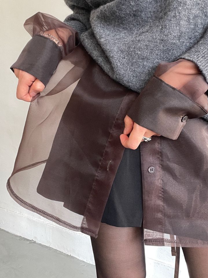 CRONG韓國代購㊣女士新款熱賣職業時尚人氣襯衫蕾絲衫歐根紗CRONG襯衫/蕾絲衫