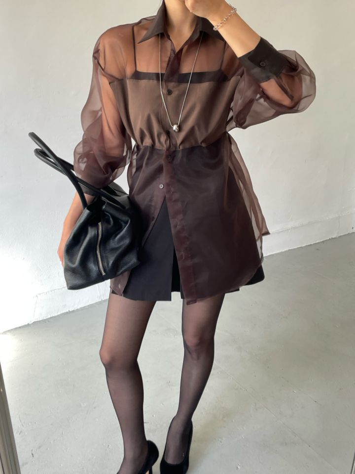 CRONG韓國代購㊣女士新款熱賣職業時尚人氣襯衫蕾絲衫歐根紗CRONG襯衫/蕾絲衫