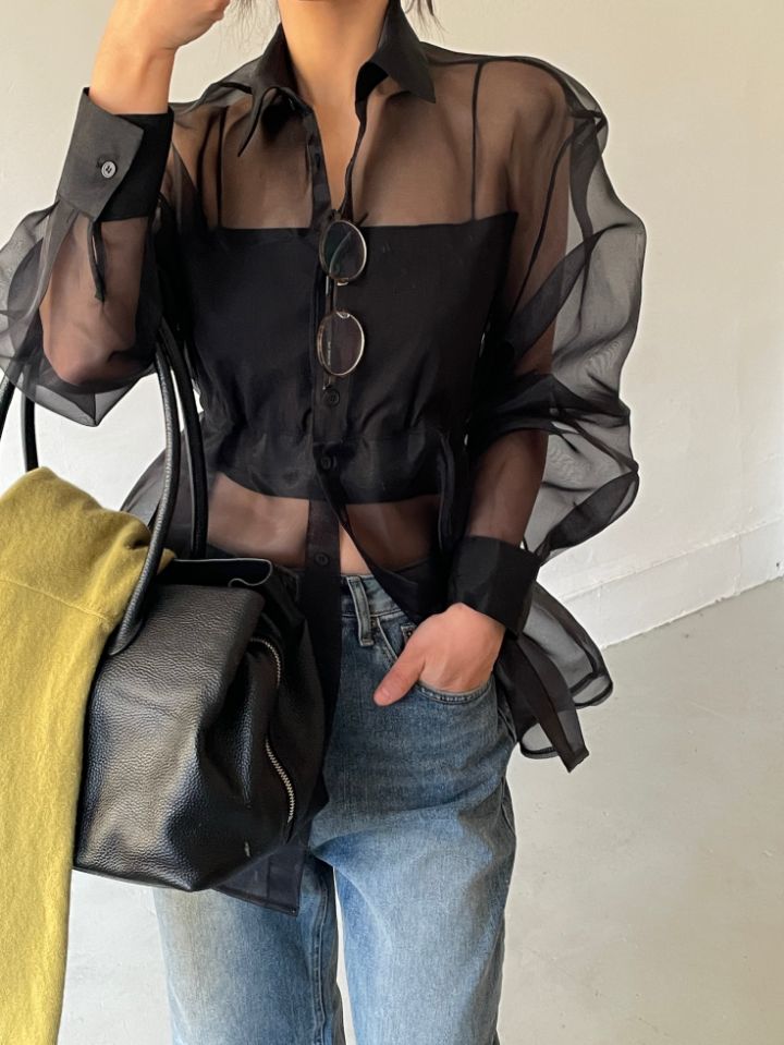 CRONG韓國代購㊣女士新款熱賣職業時尚人氣襯衫蕾絲衫歐根紗CRONG襯衫/蕾絲衫