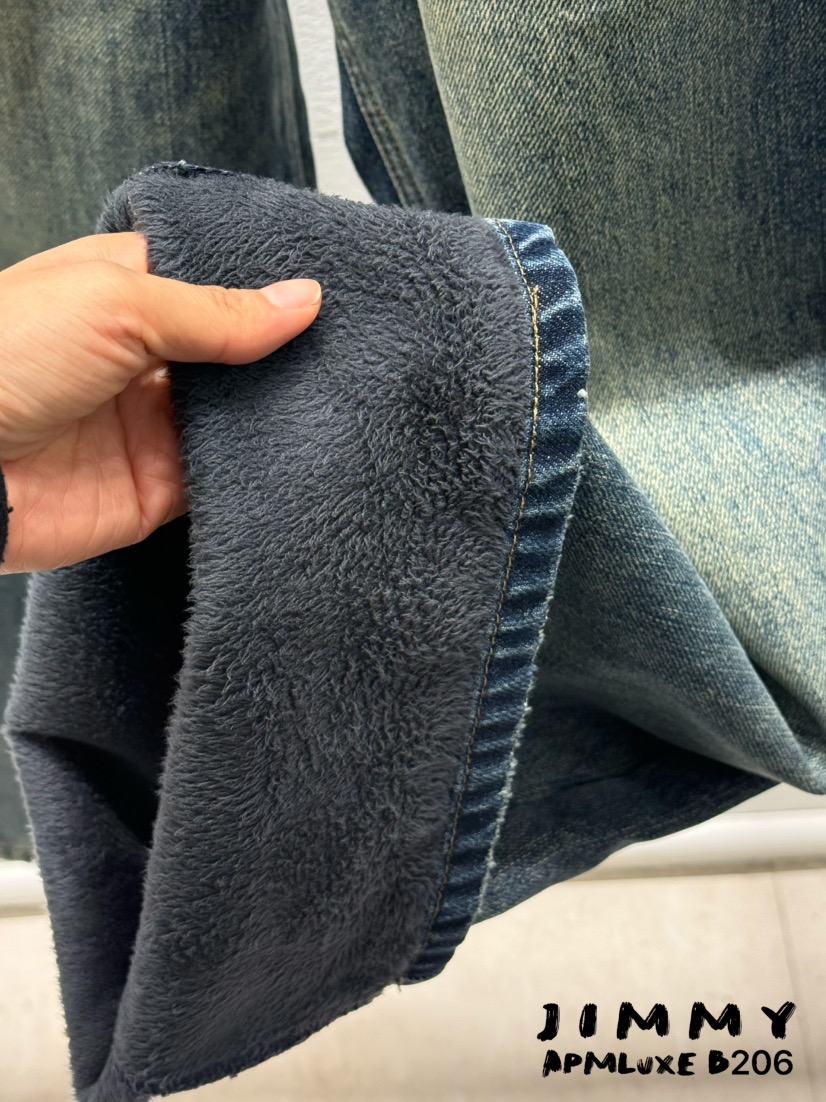 JIMMY韓國直郵㊣女士新品真品時尚推薦牛仔褲水洗牛仔布加絨JIMMY/REMAKE牛仔褲