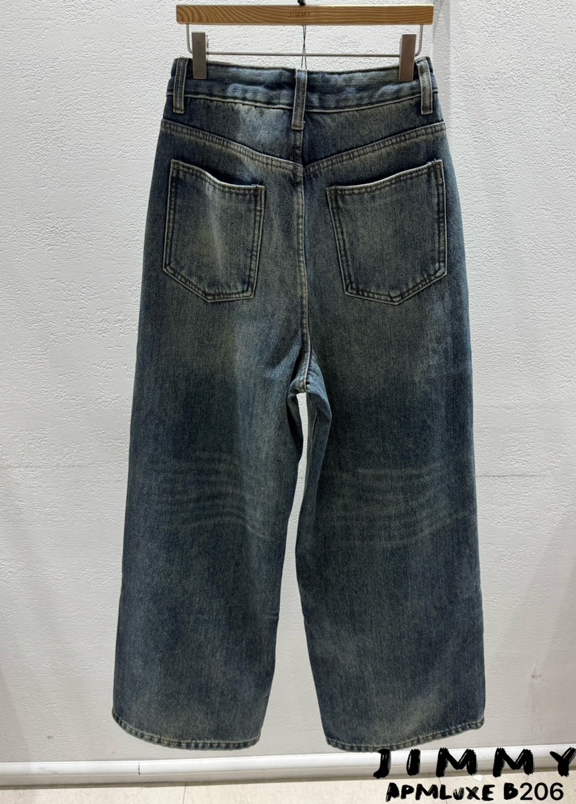JIMMY韓國直郵㊣女士新品真品時尚推薦牛仔褲水洗牛仔布加絨JIMMY/REMAKE牛仔褲