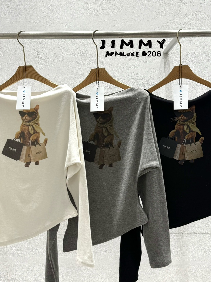 JIMMY韓國直郵㊣女裝新款時尚職業真品休閑25秋冬推薦長袖T恤JIMMY/REMAKE長袖T恤