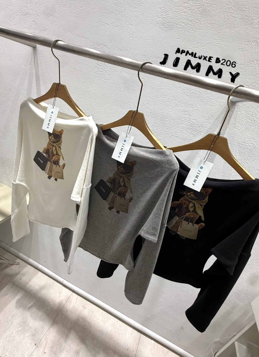 JIMMY韓國直郵㊣女裝新款時尚職業真品休閑25秋冬推薦長袖T恤JIMMY/REMAKE長袖T恤
