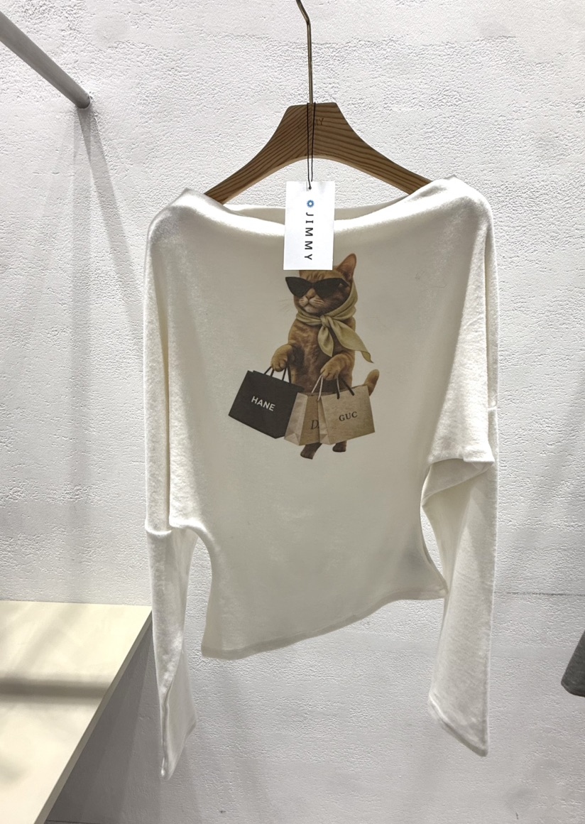 JIMMY韓國直郵㊣女裝新款時尚職業真品休閑25秋冬推薦長袖T恤JIMMY/REMAKE長袖T恤圖色1