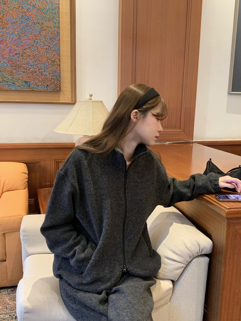 LEGACY東大門㊣實拍女裝新款推薦時尚熱賣25秋冬夾克羊毛拉鏈絨LEGACY夾克