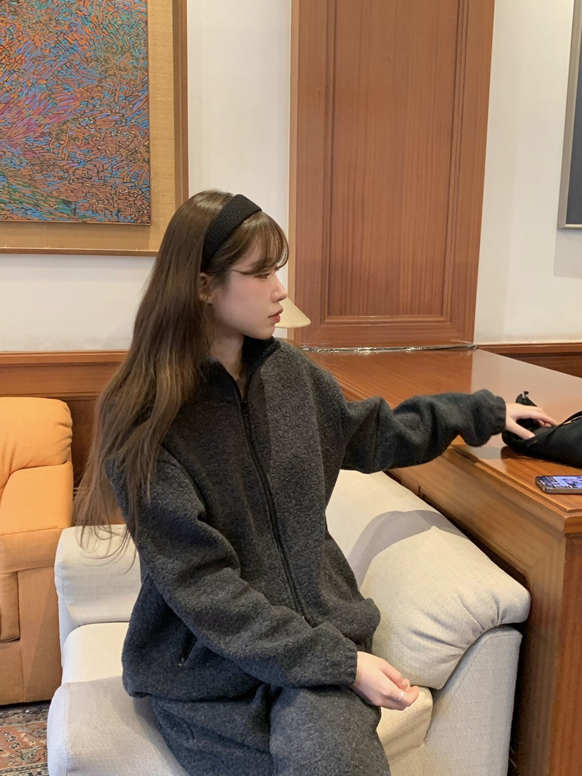 LEGACY東大門㊣實拍女裝新款推薦時尚熱賣25秋冬夾克羊毛拉鏈絨LEGACY夾克