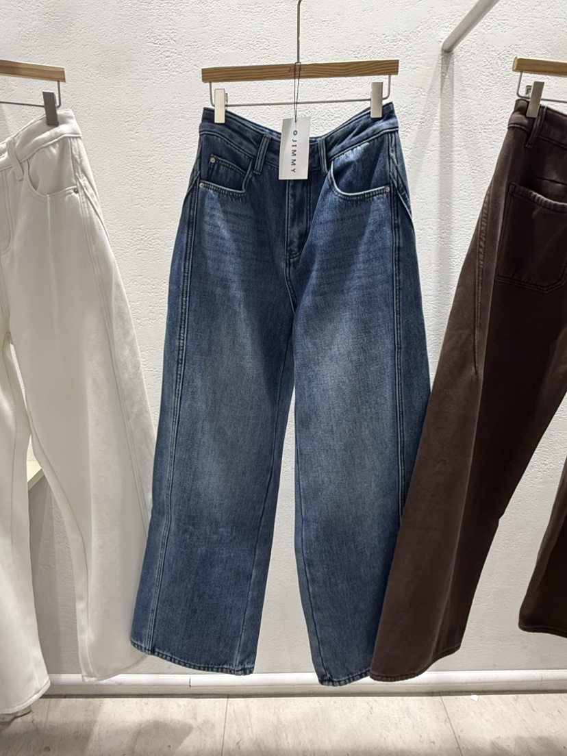 JIMMY東大門㊣直郵女士新款人氣時尚25秋冬休閑牛仔褲羊毛開衩JIMMY/REMAKE牛仔褲圖色1