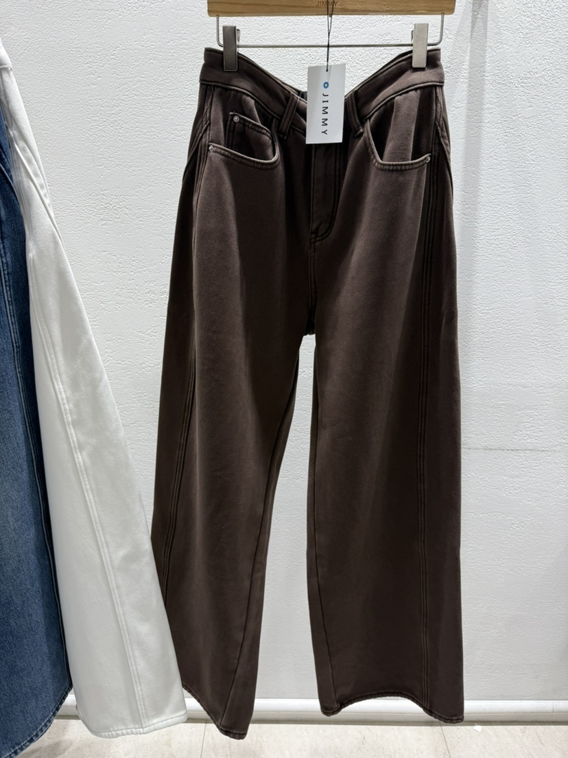 JIMMY東大門㊣直郵女士新款人氣時尚25秋冬休閑牛仔褲羊毛開衩JIMMY/REMAKE牛仔褲圖色3