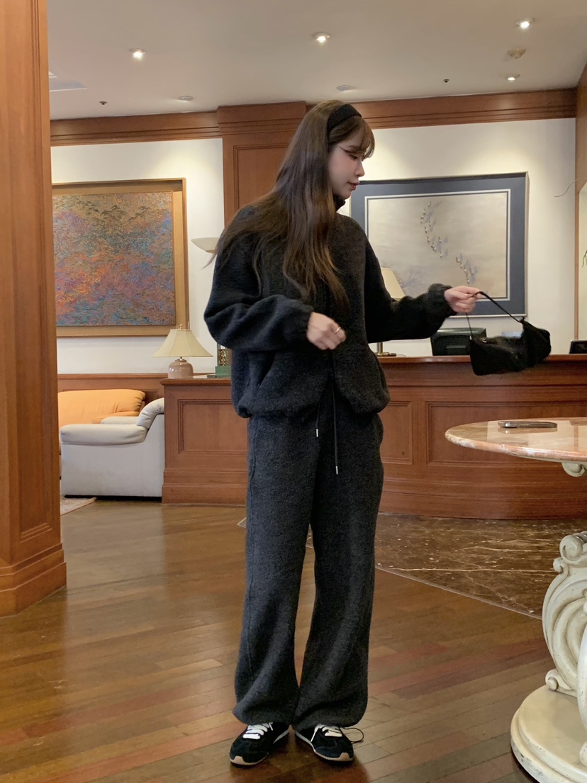 LEGACY東大門㊣實拍女裝新款時尚25秋冬職業休閑休閑褲羊毛絨LEGACY休閑褲