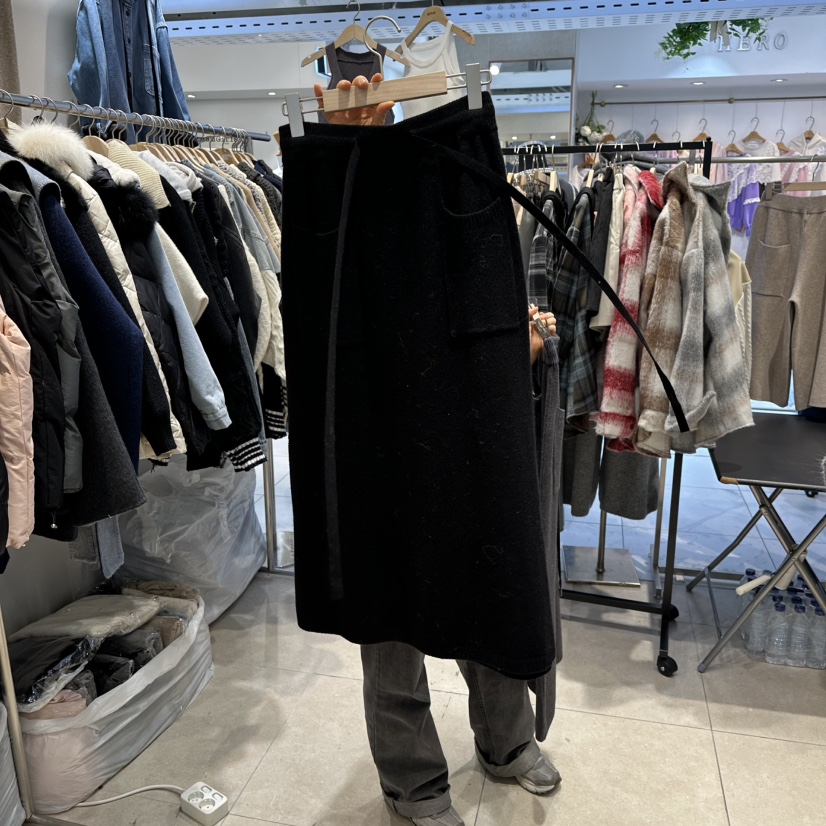 DREAM GIRIS韓國直郵㊣女裝新款休閑真品25秋冬時尚長裙口袋DREAM GIRIS/HOT PLACE_ISSUE長裙圖色2黑色