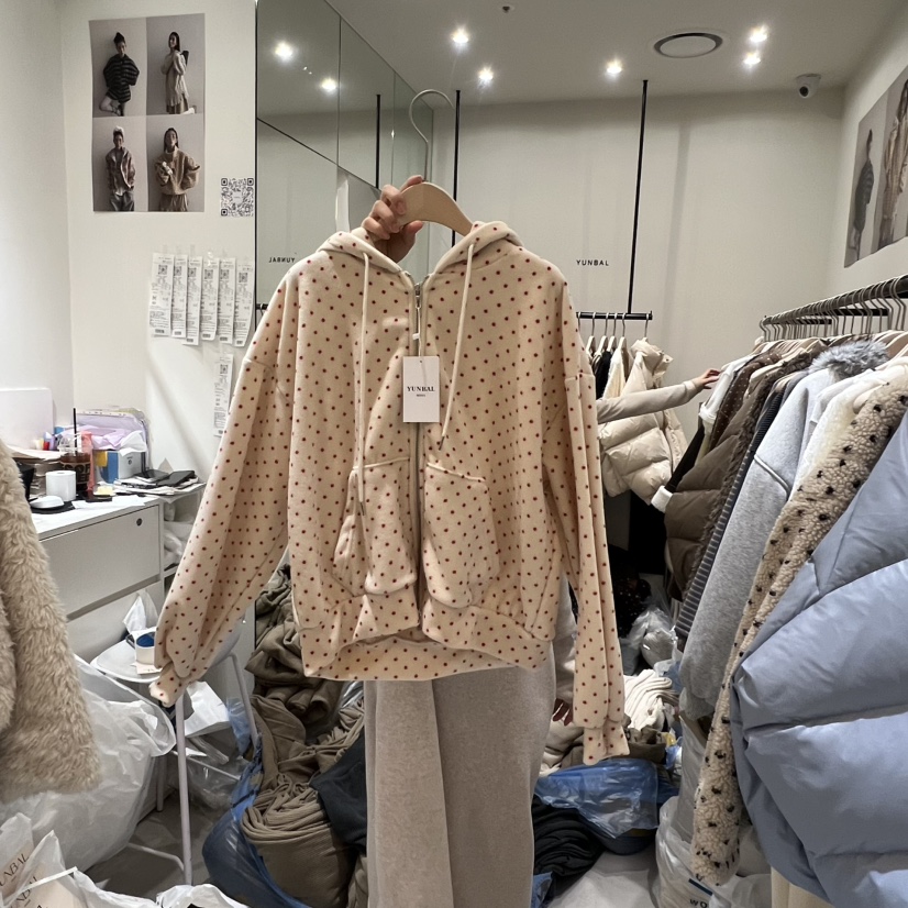 YUNBAL韓國代購㊣女裝新款真品休閑時尚職業熱賣25秋冬衛衣拉鏈YUNBAL衛衣圖色1