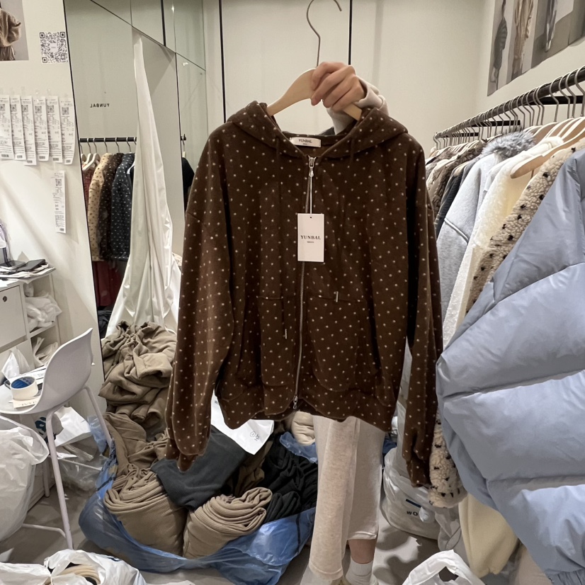 YUNBAL韓國代購㊣女裝新款真品休閑時尚職業熱賣25秋冬衛衣拉鏈YUNBAL衛衣圖色2