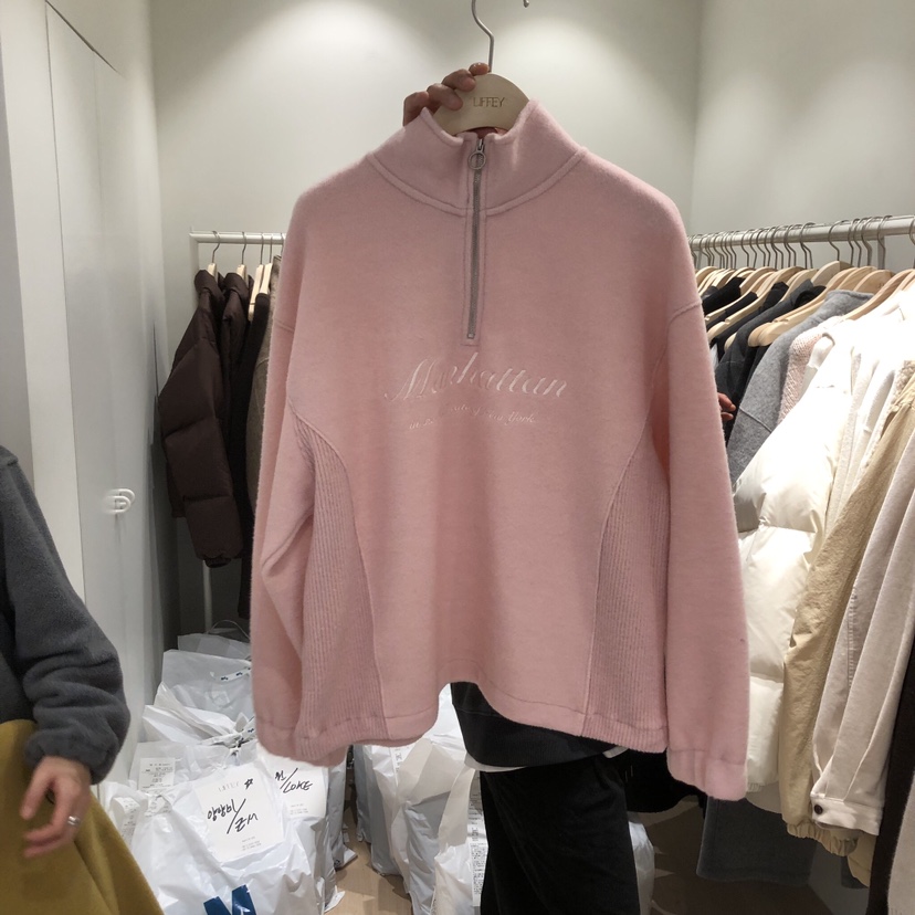 LIFFEY東大門㊣代購女裝新款熱賣25秋冬推薦衛衣羊毛抓絨拉鏈LIFFEY衛衣圖色2