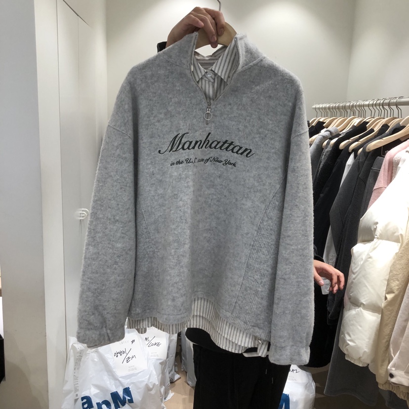 LIFFEY東大門㊣代購女裝新款熱賣25秋冬推薦衛衣羊毛抓絨拉鏈LIFFEY衛衣圖色3