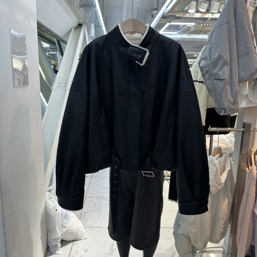 LULULALLA韓國代購㊣女裝新款熱賣真品休閑人氣夾克皮草腰帶LULULALLA夾克