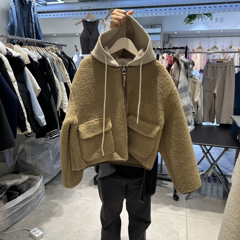 DREAM GIRIS東大門㊣直郵女士新款時尚熱賣休閑夾克抓絨連帽DREAM GIRIS/HOT PLACE_ISSUE夾克圖色2