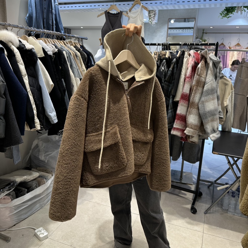 DREAM GIRIS東大門㊣直郵女士新款時尚熱賣休閑夾克抓絨連帽DREAM GIRIS/HOT PLACE_ISSUE夾克圖色3