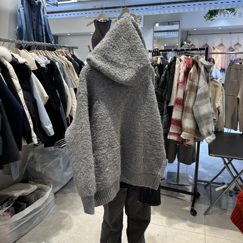 DREAM GIRIS東大門㊣直郵女裝新款推薦時尚針織衫連帽拉鏈衫DREAM GIRIS/HOT PLACE_ISSUE針織衫