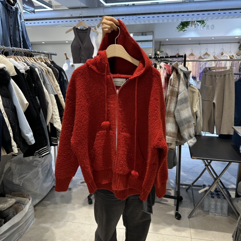 DREAM GIRIS東大門㊣直郵女裝新款推薦時尚針織衫連帽拉鏈衫DREAM GIRIS/HOT PLACE_ISSUE針織衫圖色1