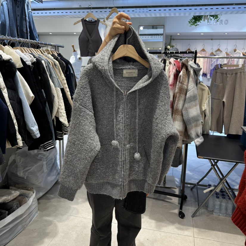 DREAM GIRIS東大門㊣直郵女裝新款推薦時尚針織衫連帽拉鏈衫DREAM GIRIS/HOT PLACE_ISSUE針織衫圖色2