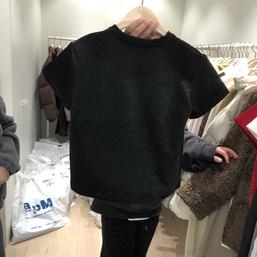 LIFFEY韓國直郵㊣女裝新款人氣25秋冬休閑職業推薦T恤天鵝絨LIFFEYT恤