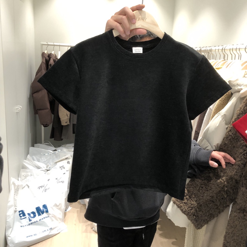 LIFFEY韓國直郵㊣女裝新款人氣25秋冬休閑職業推薦T恤天鵝絨LIFFEYT恤圖色1