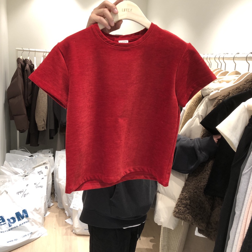 LIFFEY韓國直郵㊣女裝新款人氣25秋冬休閑職業推薦T恤天鵝絨LIFFEYT恤圖色2