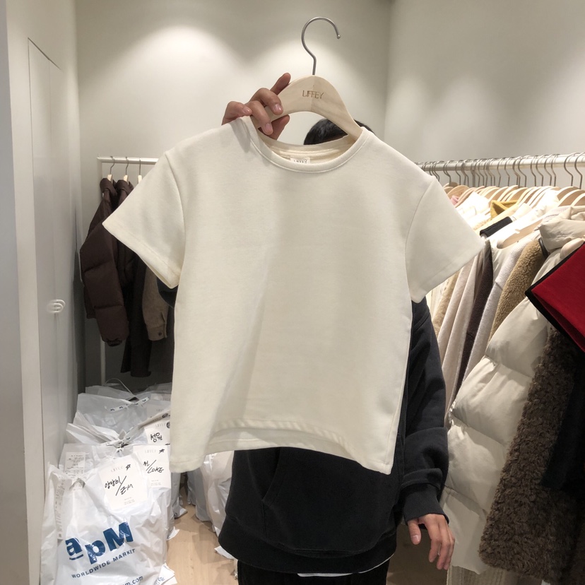 LIFFEY韓國直郵㊣女裝新款人氣25秋冬休閑職業推薦T恤天鵝絨LIFFEYT恤圖色3