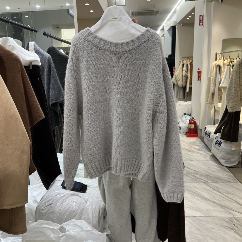 VERVEINE韓國直郵㊣女士新款職業熱賣推薦人氣毛衣羊駝毛寬松VERVEINE毛衣圖色2