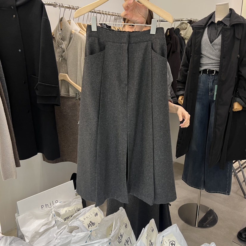 PHILO東大門㊣代購女士新品25秋冬真品半身裙中短裙不含腰帶PHILO半身裙/中短裙圖色1