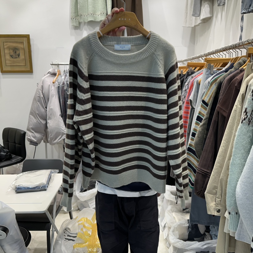 MODS-Q東大門㊣實拍女裝新品人氣職業熱賣休閑真品針織衫條紋MODS-Q針織衫圖色2
