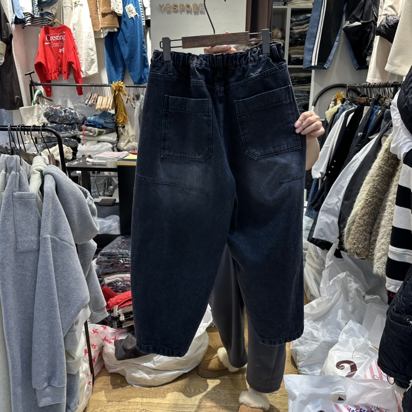 YESFREE韓國直郵㊣女士新品休閑時尚25秋冬熱賣牛仔褲雙口袋YESFREE牛仔褲