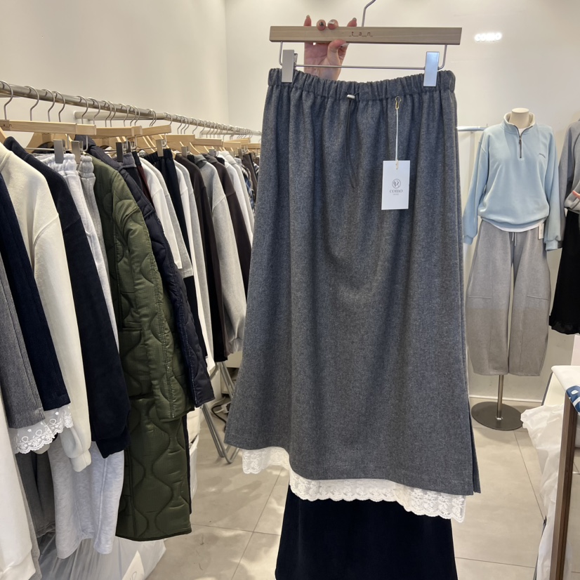 TAN&amp;COMO東大門㊣直郵女裝新款休閑人氣真品25秋冬長裙羊毛tan-COMO長裙圖色1