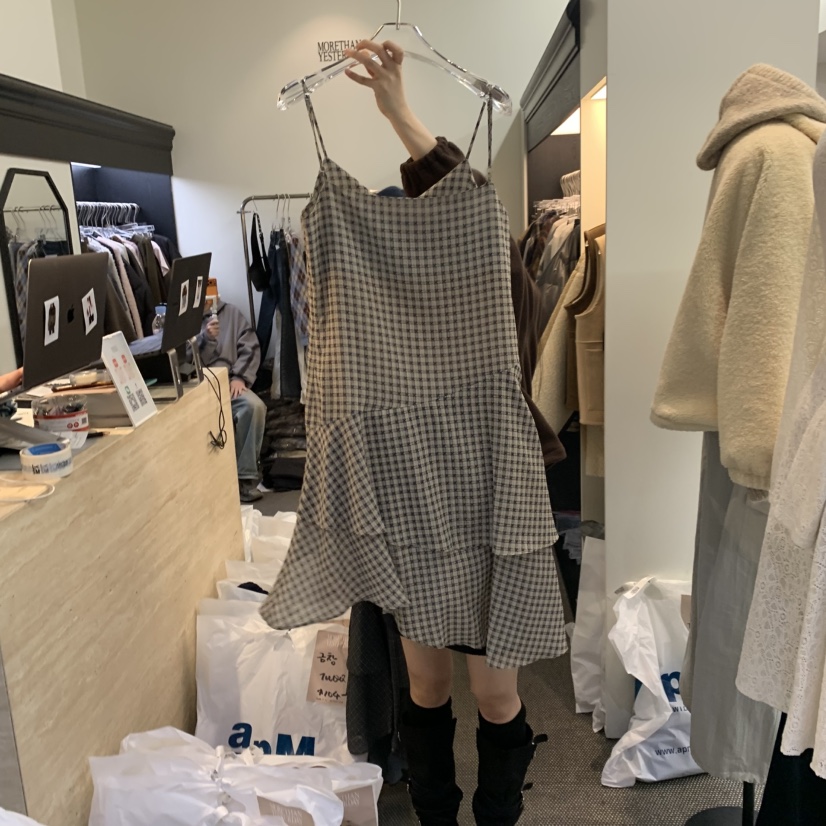 MORE THAN YESTERDAY/LOVE YOU SO MUCH韓國代購㊣女士新品時尚連衣裙格子LYSM/MORE THAN YESTERDAY連衣裙