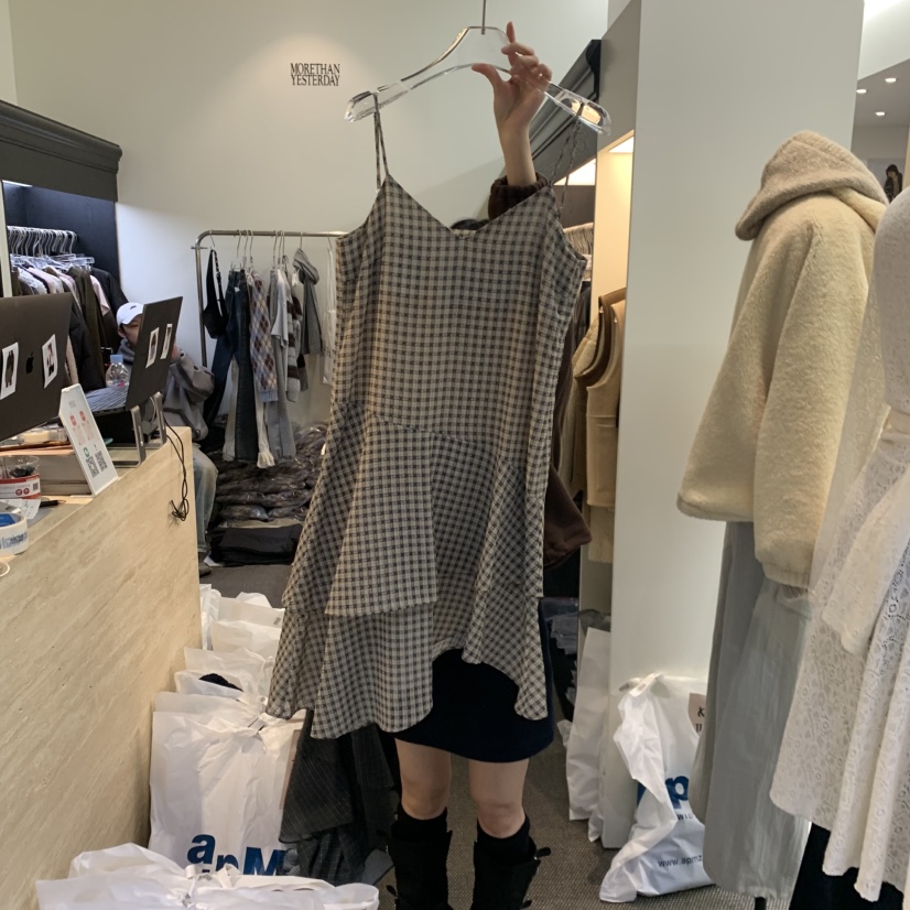 MORE THAN YESTERDAY/LOVE YOU SO MUCH韓國代購㊣女士新品時尚連衣裙格子LYSM/MORE THAN YESTERDAY連衣裙圖色1