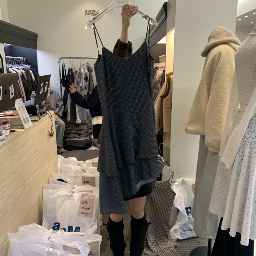 MORE THAN YESTERDAY/LOVE YOU SO MUCH韓國代購㊣女士新品時尚連衣裙格子LYSM/MORE THAN YESTERDAY連衣裙圖色2