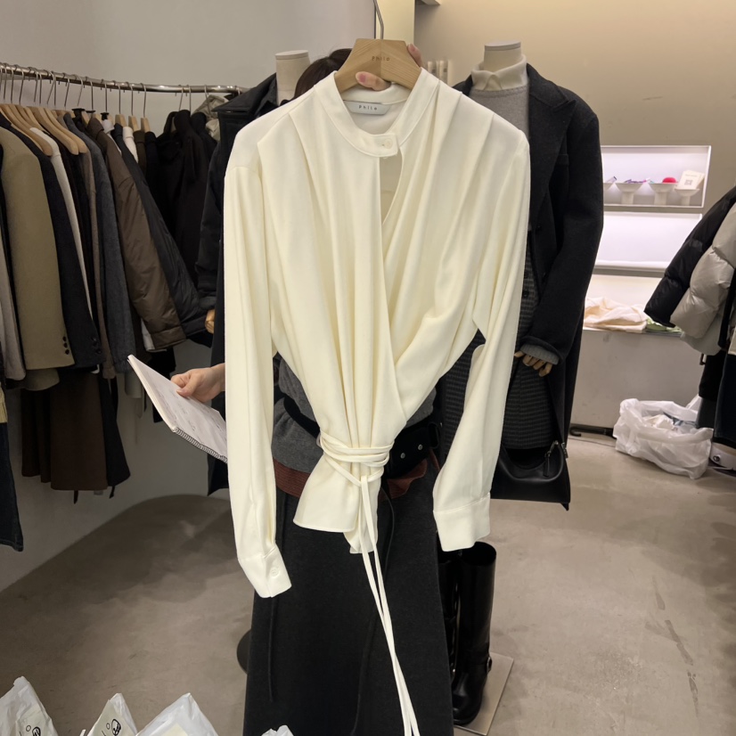 PHILO韓國直郵㊣女裝新品時尚真品人氣職業推薦熱賣襯衫蕾絲衫PHILO襯衫/蕾絲衫圖色1