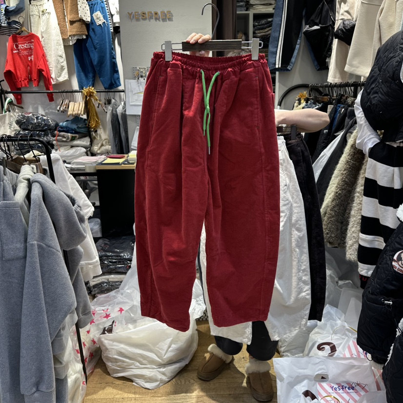YESFREE東大門㊣直郵女士新款熱賣休閑推薦休閑褲燈芯絨加絨YESFREE休閑褲圖色2