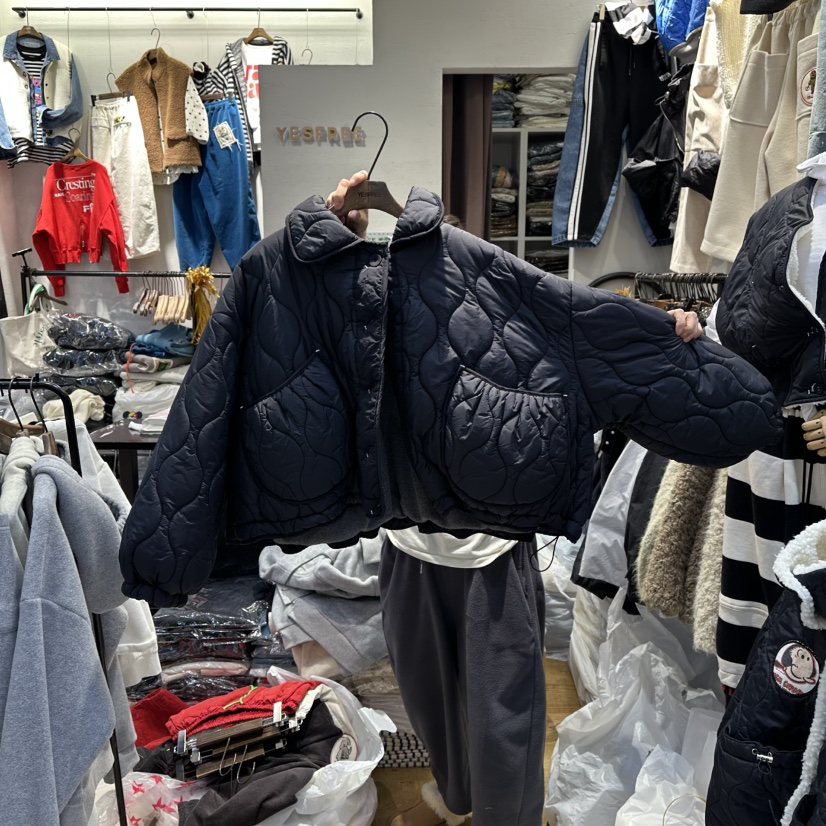 YESFREE東大門㊣代購女裝新款職業25秋冬熱賣短款棉服拉鏈絎縫YESFREE短款棉服圖色1