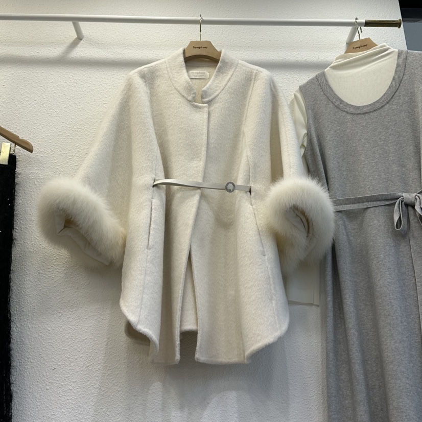 SYMPHONY東大門㊣直郵女士新品真品人氣25秋冬短款大衣浣熊SYMPHONY短款大衣圖色1