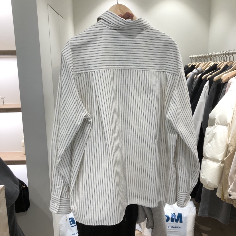 LIFFEY韓國直郵㊣女士新品熱賣推薦25秋冬時尚襯衫蕾絲衫條紋LIFFEY襯衫/蕾絲衫