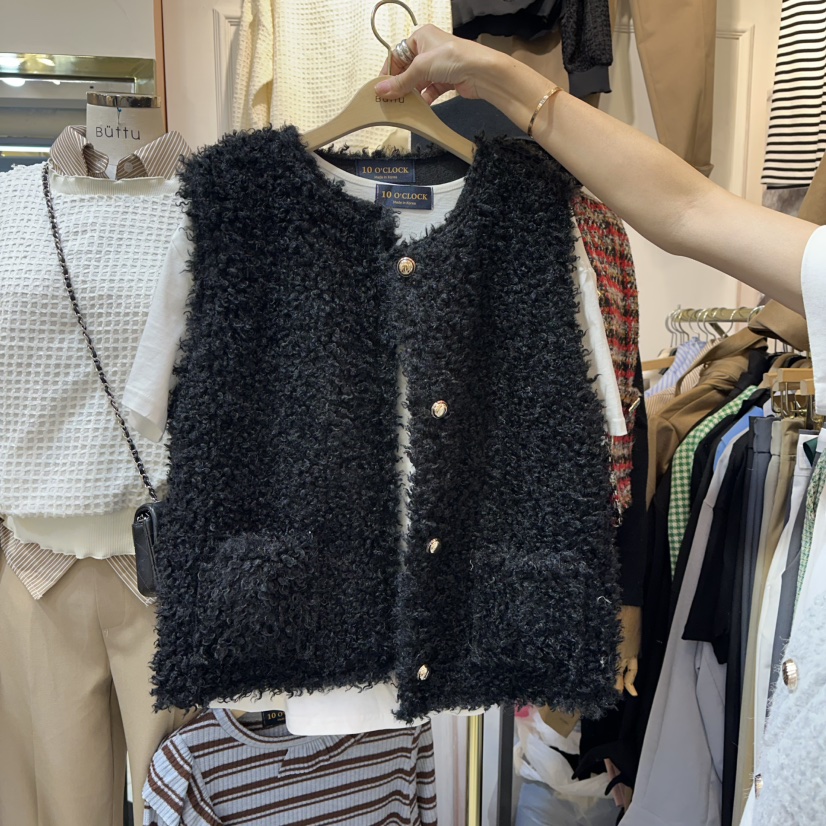 BUTTU韓國直郵㊣女裝新品25秋冬人氣真品職業馬甲不含內搭羊毛10 O CLOCK/Buttu馬甲圖色3