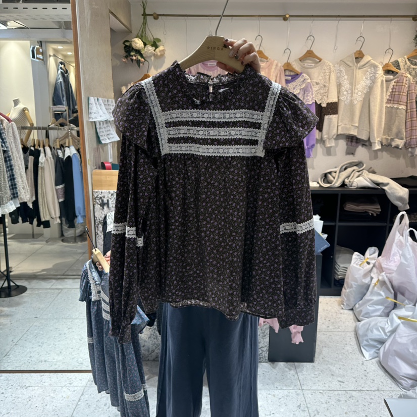 HERO韓國直郵㊣女裝新款推薦熱賣休閑真品職業25秋冬襯衫蕾絲衫HERO襯衫/蕾絲衫圖色2