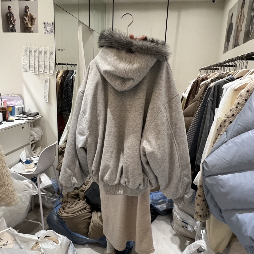 YUNBAL韓國直郵㊣女士新品休閑熱賣推薦夾克毛絨兜帽兩面雙面YUNBAL夾克